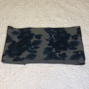 Gray and blue floral infinity scarf
